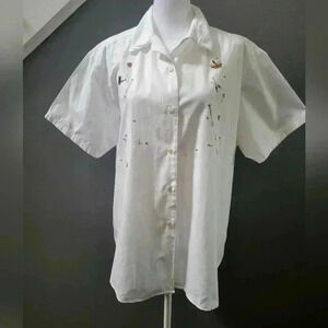 RARE VINTAGE WOOLRICH GARDENING TOP EMBROIDERED SZ LARGE